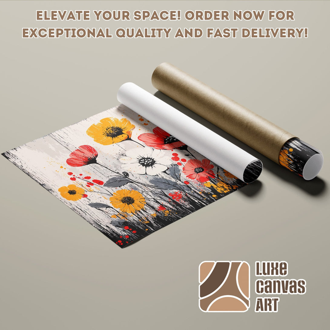 Floral art poster roll in vibrant colors. Modern style, perfect for home decor. Order now!