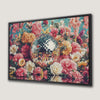 Vibrant Floral Framed Canvas Print with Disco Vibes