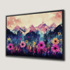 Vibrant Floral Mountain Abstract Canvas Print Art