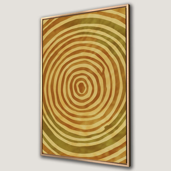 Framed Wall Art featuring an abstract design of concentric circles in warm earth tones. Perfect for adding a touch of modern art to your home decor.