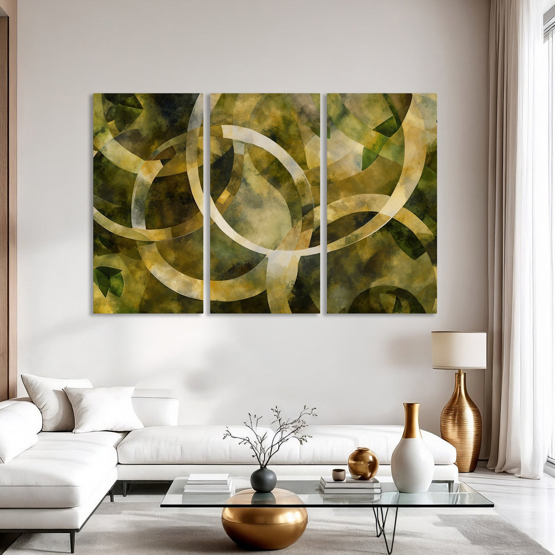 Abstract Canvas Print in green and gold tones. Modern art for your home. Enhance your decor with this stylish wall art.
