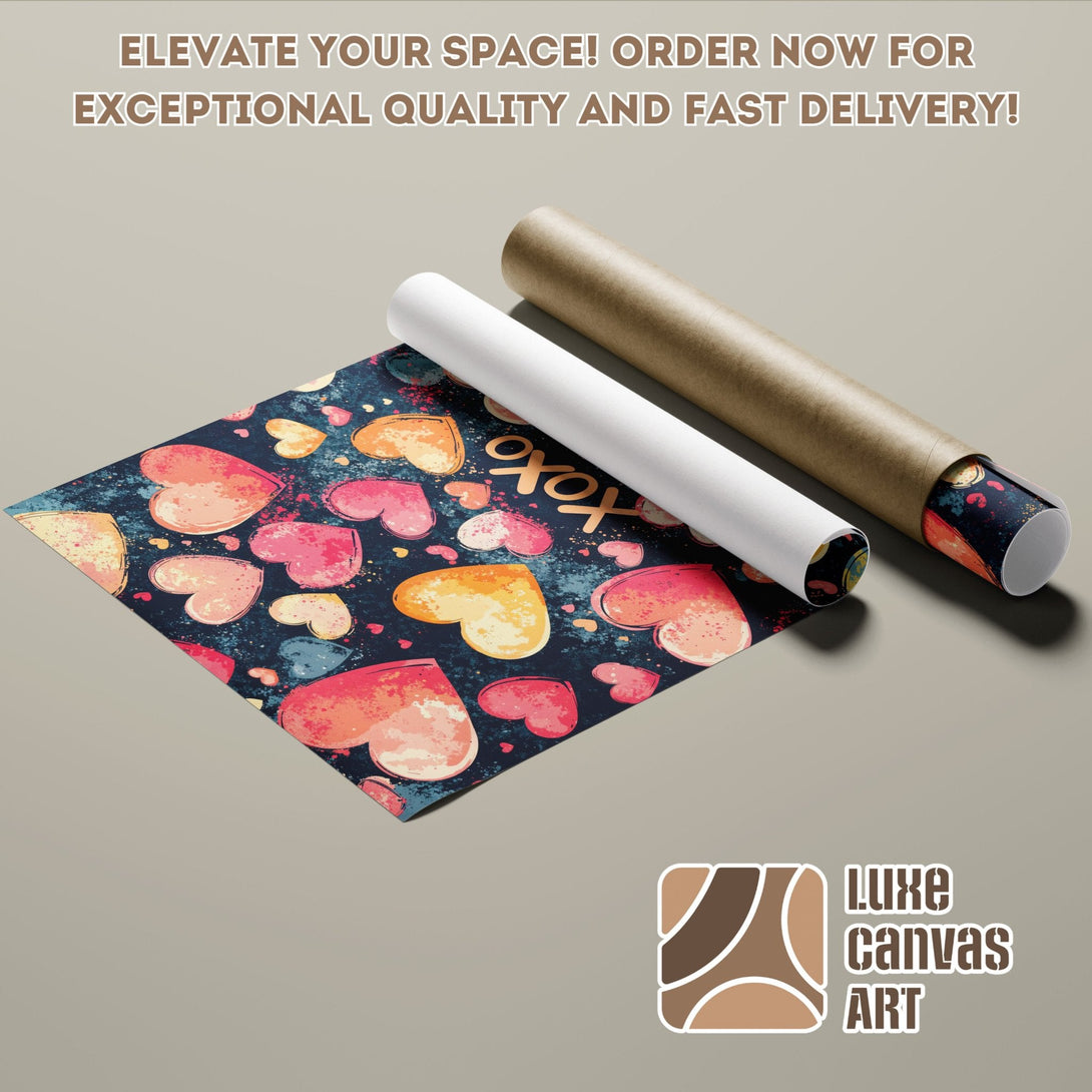 Poster Roll with heart design in a vibrant color palette, perfect for home decor.