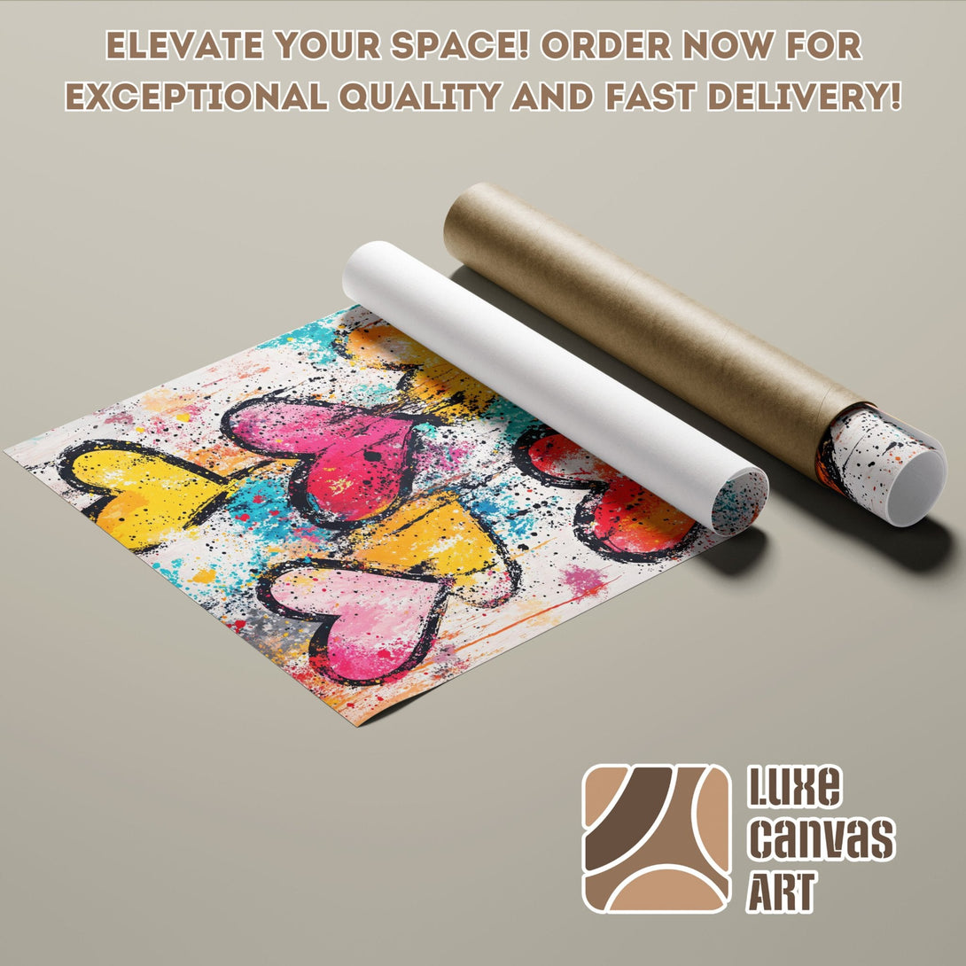 Abstract heart Poster Roll art with vibrant colors. Perfect wall decor for your home. Order now!