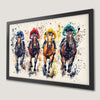 Vibrant Jockeys Horse Racing Art Poster - Dynamic Wall Decor
