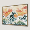 Vibrant Ocean Sunset Canvas Print with Watercolor Waves