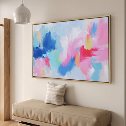 Vibrant Pink and Blue Modern Art Canvas Print