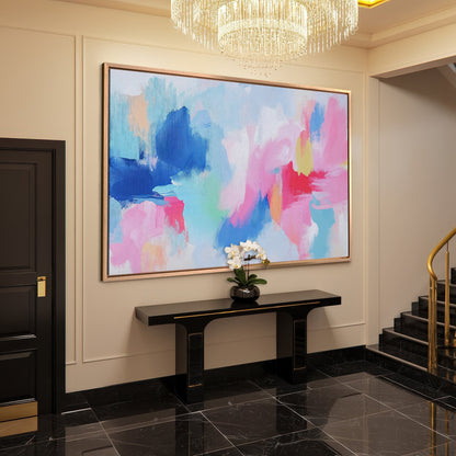 Vibrant Pink and Blue Modern Art Canvas Print