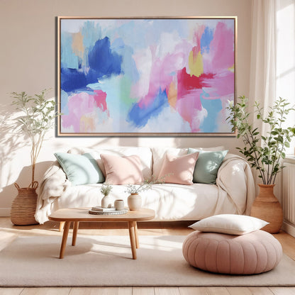 Vibrant Pink and Blue Modern Art Canvas Print