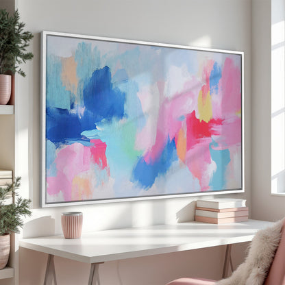 Vibrant Pink and Blue Modern Art Canvas Print