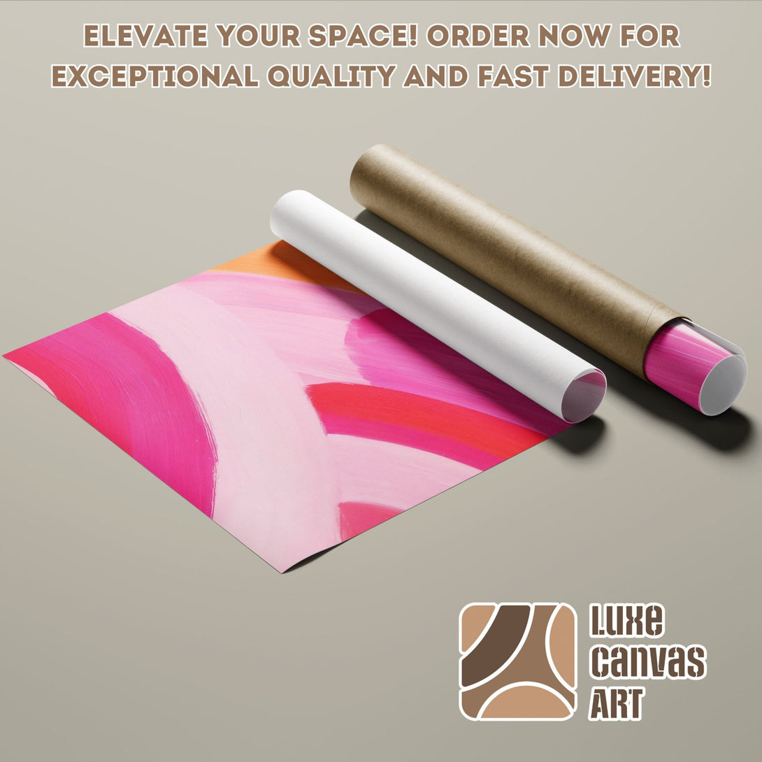 Abstract art Poster Roll in pink and orange hues. Elevate your space! Order now!