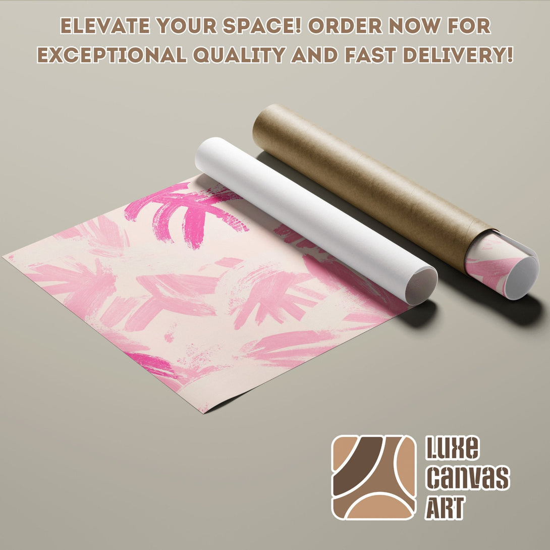 Abstract pink brushstroke Poster Roll, perfect for modern decor. Elevate your space with Luxe Canvas Art!