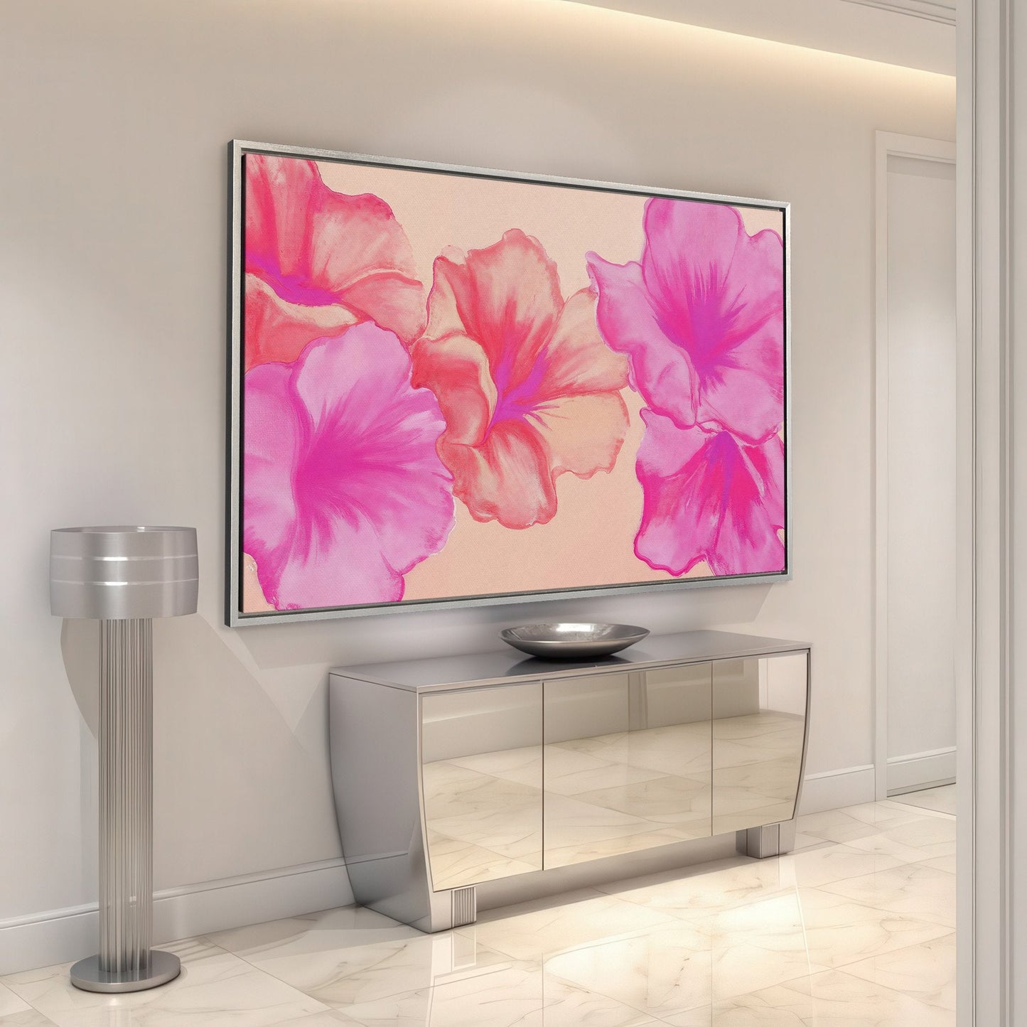 Vibrant Pink Floral Canvas Print for Modern Decor