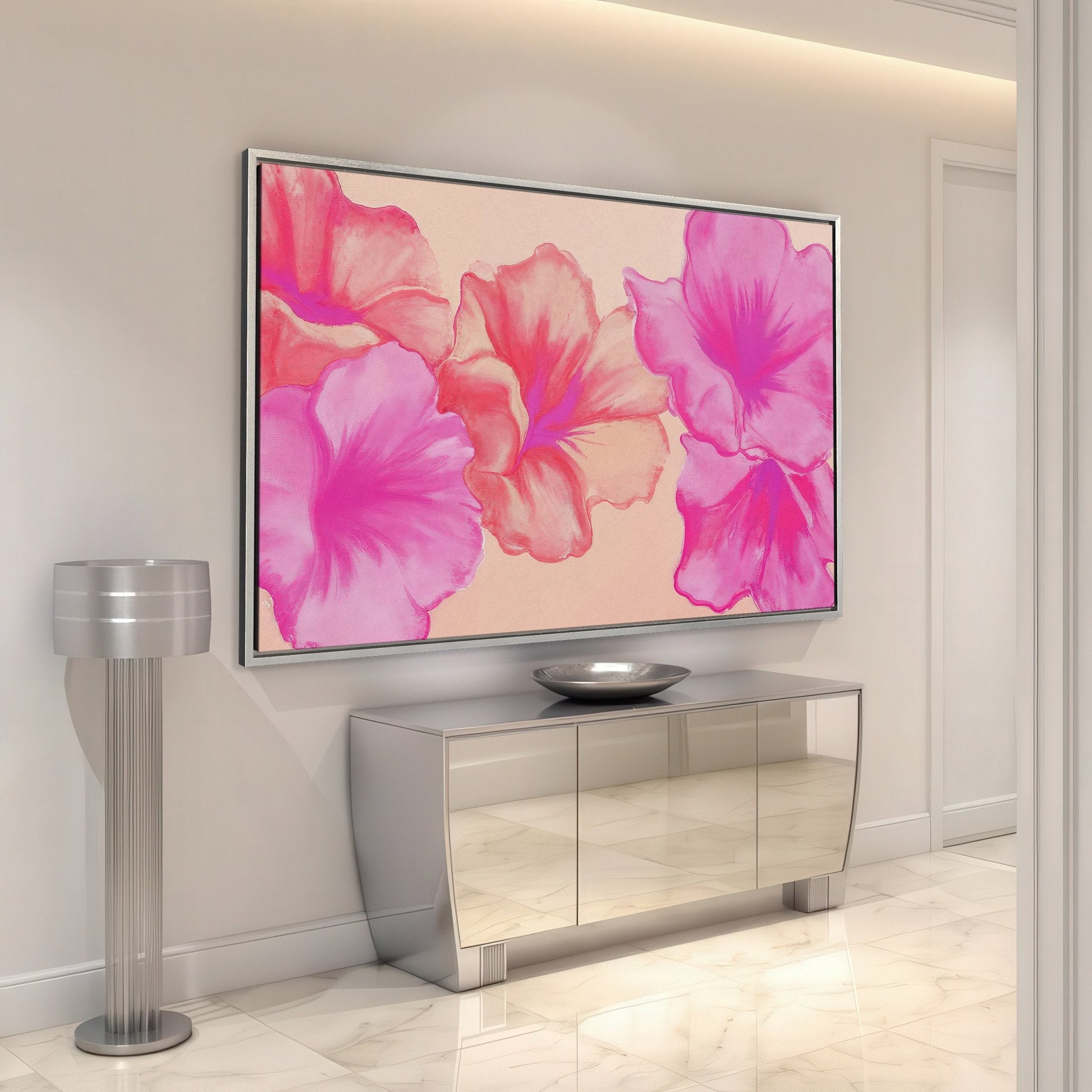 Vibrant Pink Floral Canvas Print for Modern Decor