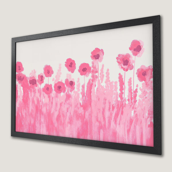 Framed Poster featuring pink floral abstract art, perfect for adding a pop of color to any room.