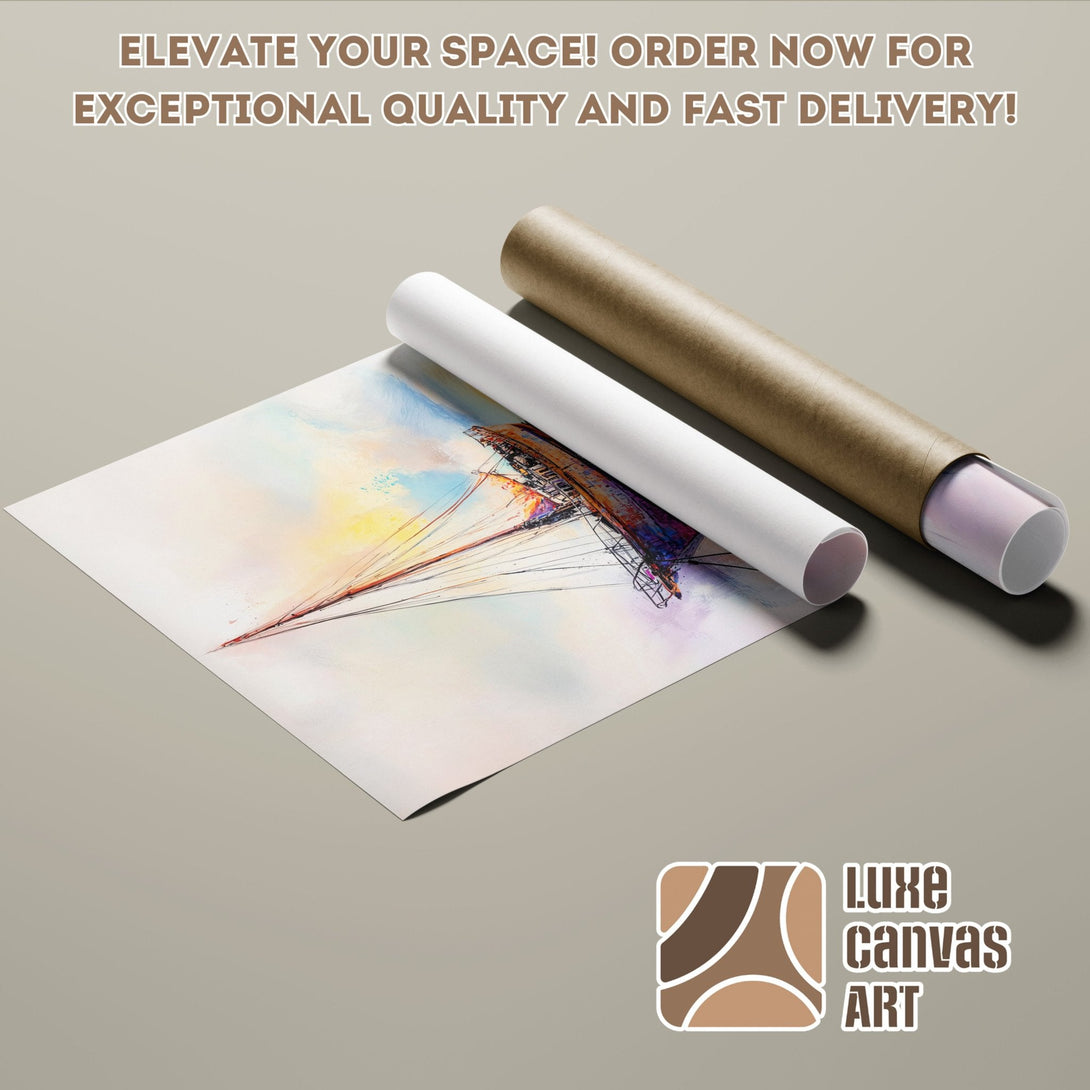 Abstract art poster roll with watercolor style and vibrant colors. Perfect wall art!