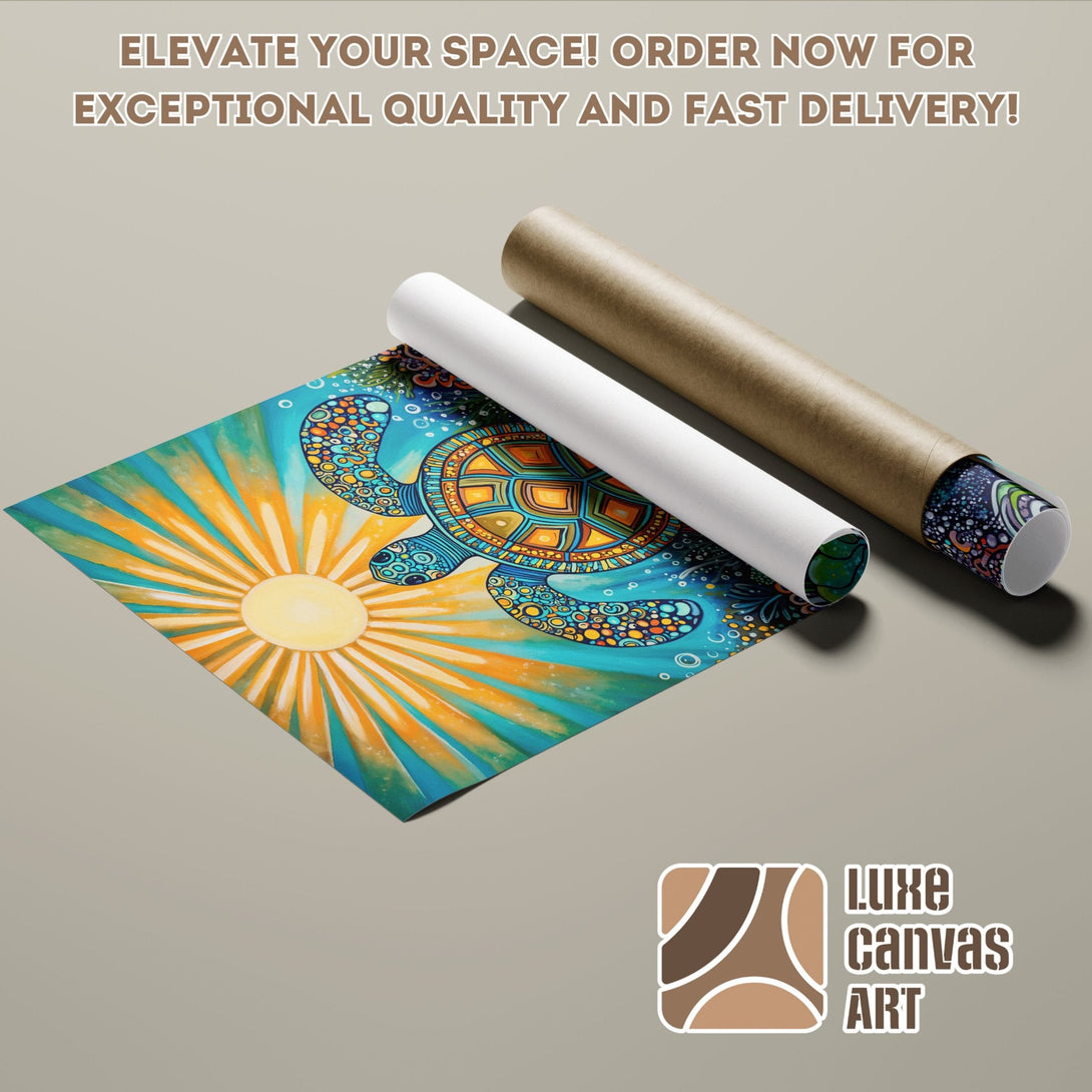 Poster Roll featuring a vibrant turtle design in a colorful, artistic style. Perfect for any space!