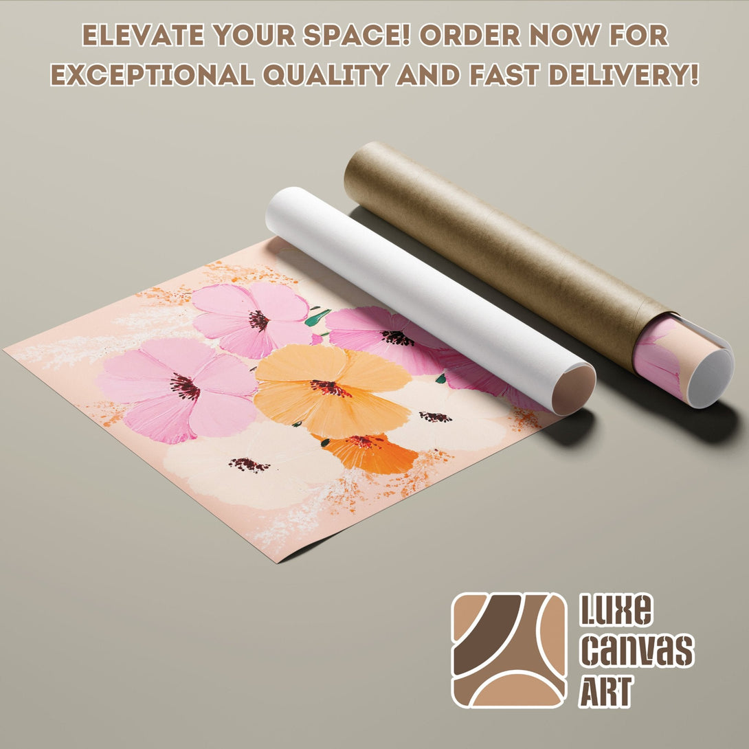 Floral art Poster Roll in pastel colors. Elevate your space with this beautiful art print!