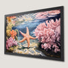 Vibrant Starfish and Coral Reef Art Poster for Coastal Decor
