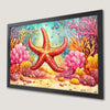 Vibrant Starfish & Coral Reef Art Poster for Aquatic Decor