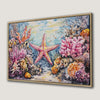 Vibrant Starfish Underwater Scene Framed Canvas Print