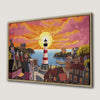 Vibrant Sunset Coastal Lighthouse Canvas Print Art