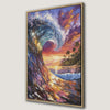 Vibrant Sunset Ocean Wave Canvas Print Framed Art