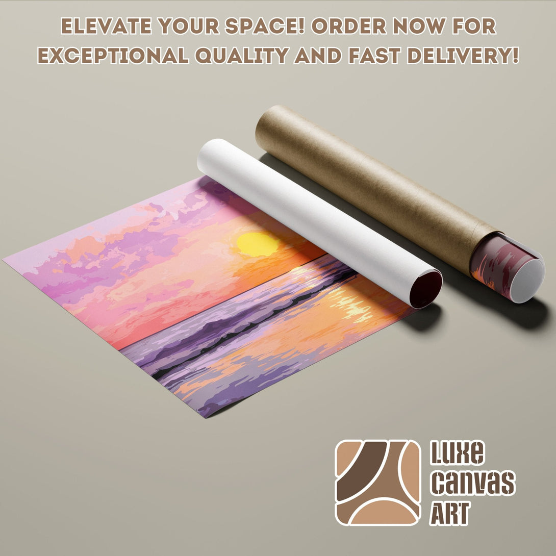 Poster Roll of sunset art, vibrant colors, modern style. Elevate your space with this beautiful Poster!
