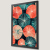 Vibrant Teal and Coral Geometric Pattern Art Poster for Modern Decor