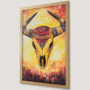 Vibrant Tribal Bull Skull Art Poster for Eclectic Decor