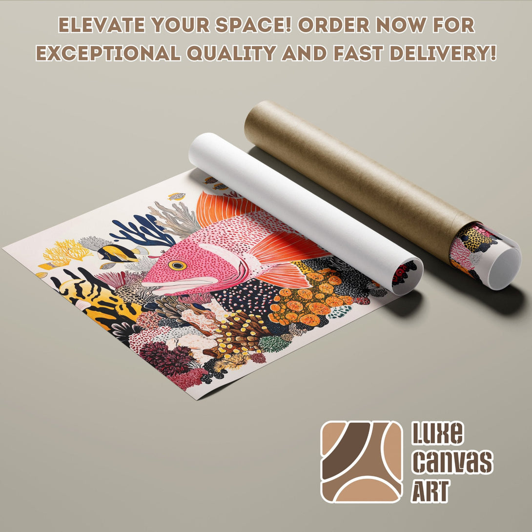 Poster Roll featuring vibrant coral reef art, colorful palette. Elevate your space with this stunning wall art!