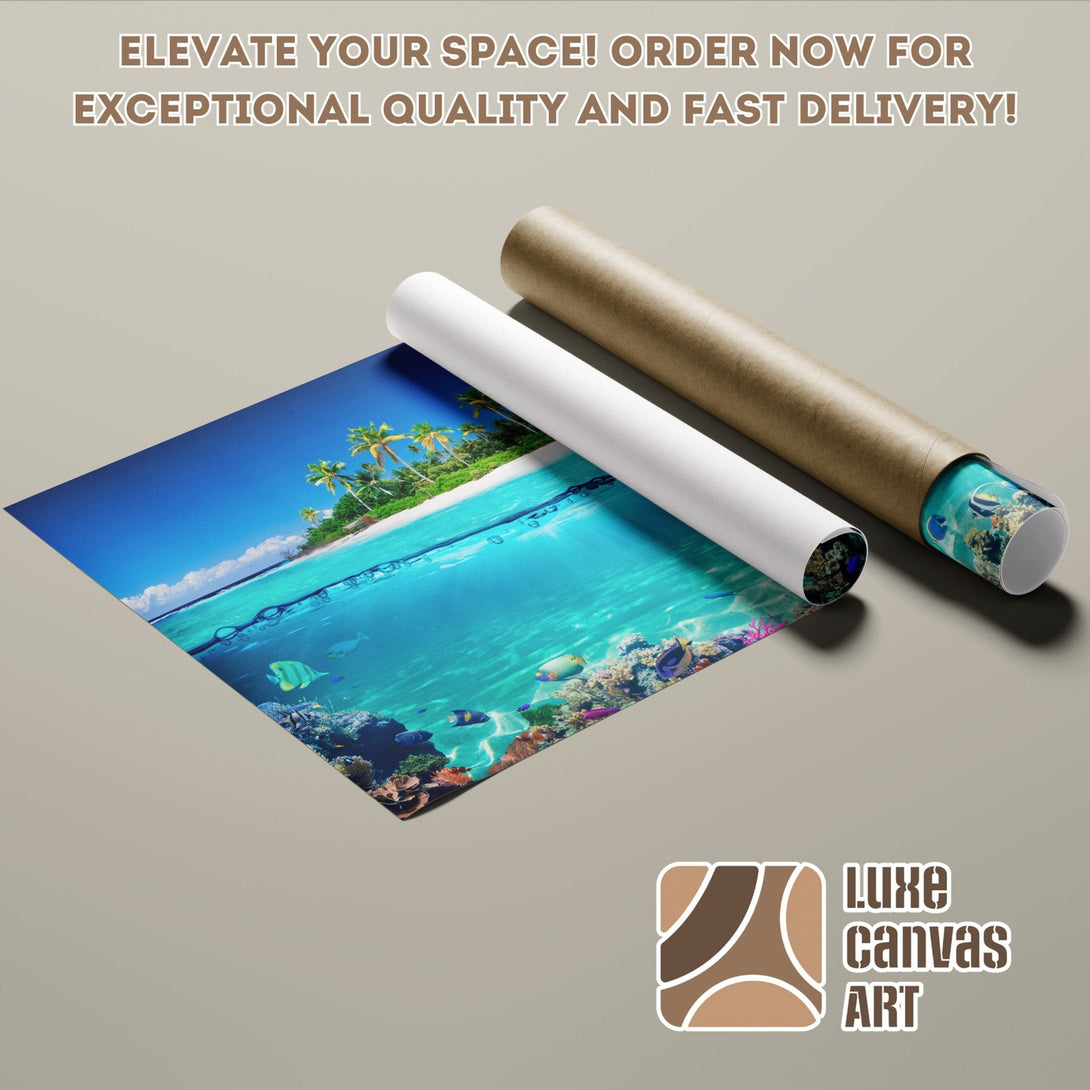 Tropical ocean Poster Roll art print, vibrant blue and green tones. Elevate your space!