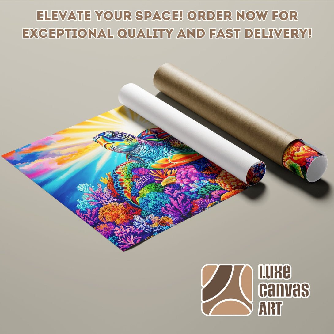 Vibrant sea turtle Poster Roll art print, colorful palette, perfect for home decor. Order now!
