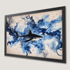 Vibrant Watercolor Shark Art Poster for Coastal Decor