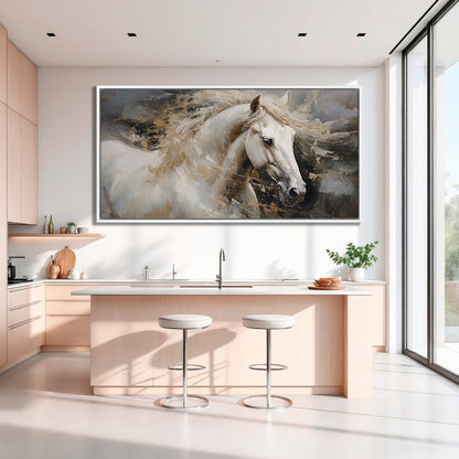 Vibrant White Horse in Motion Canvas Print