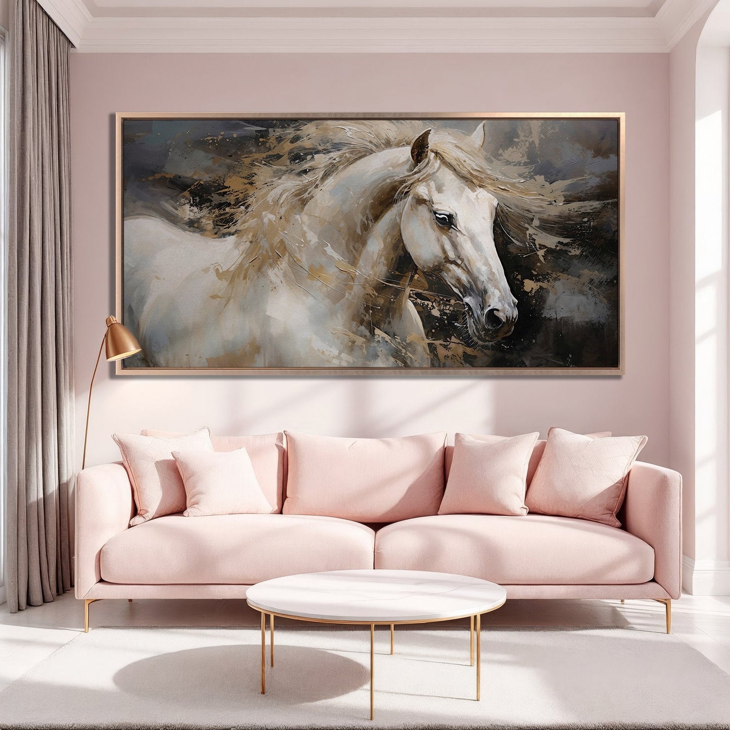 Vibrant White Horse in Motion Canvas Print