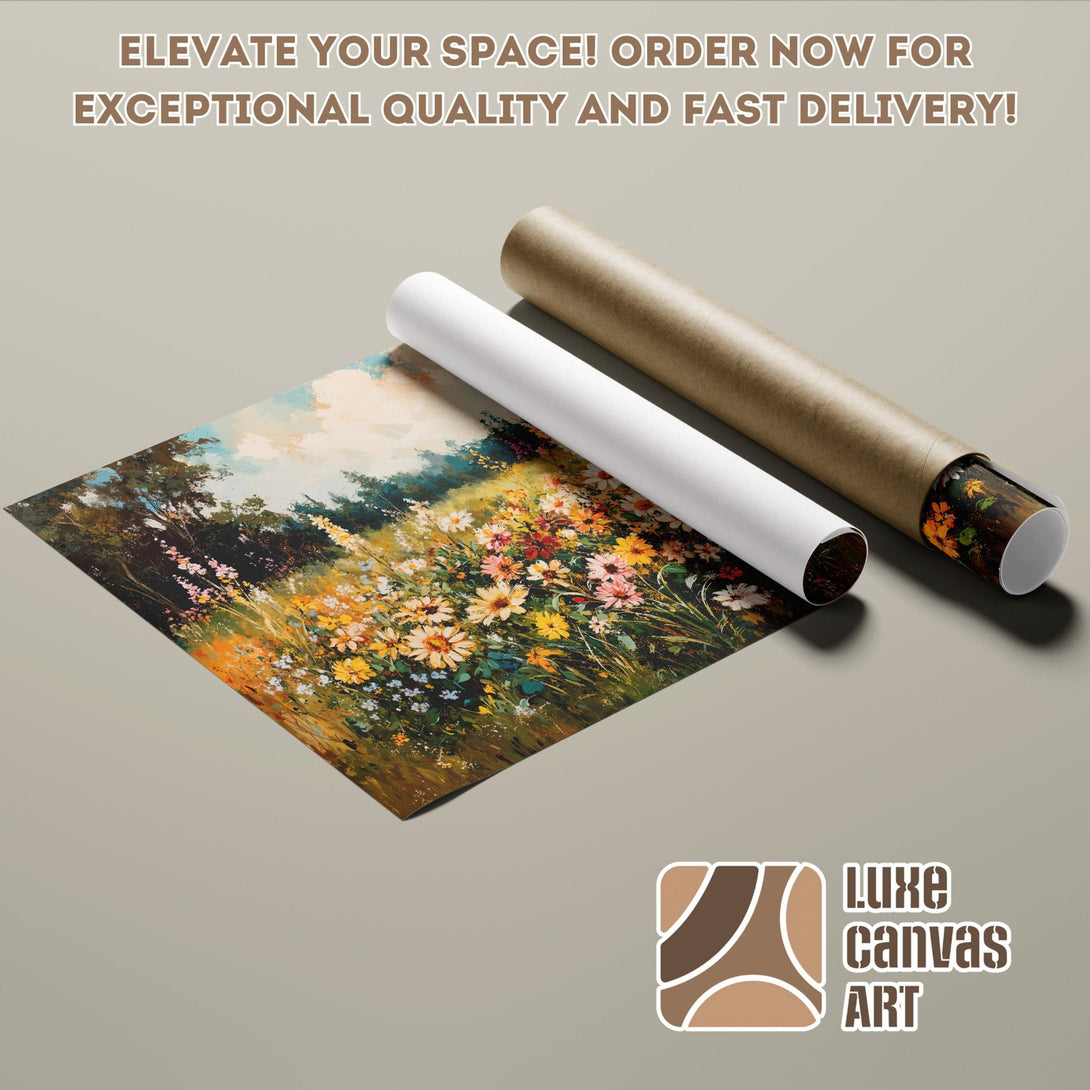 Poster Roll of a vibrant floral landscape painting in warm, earthy tones. Order yours today!