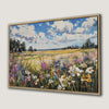 Vibrant Wildflower Field Framed Canvas Print Art