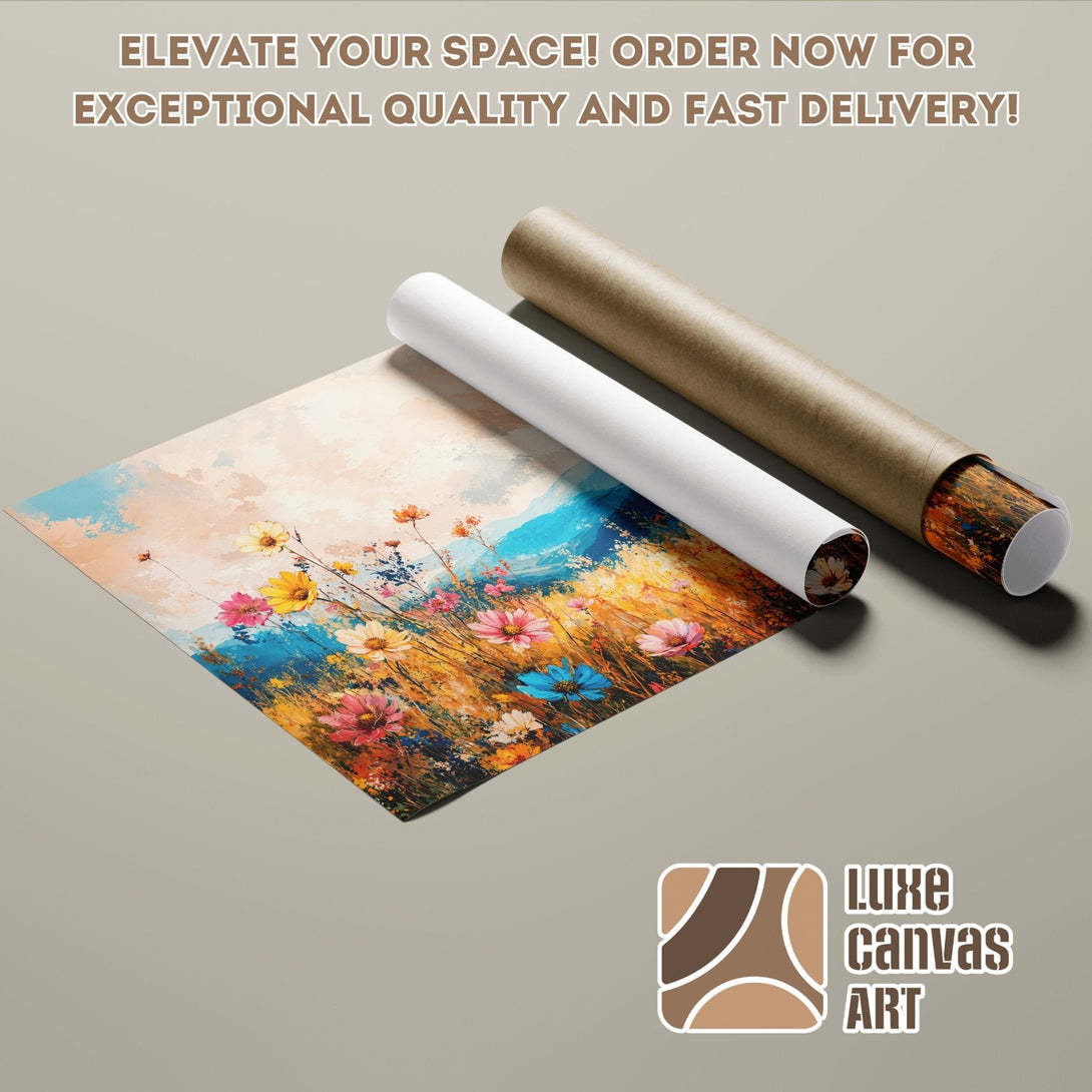 Poster Roll featuring a vibrant floral painting in warm, earthy tones. Elevate your space!