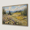 Vibrant Wildflower Meadow Canvas Print with Mountain Landscape