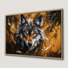 Vibrant Wolf Painting Framed Canvas Print Wildlife Art