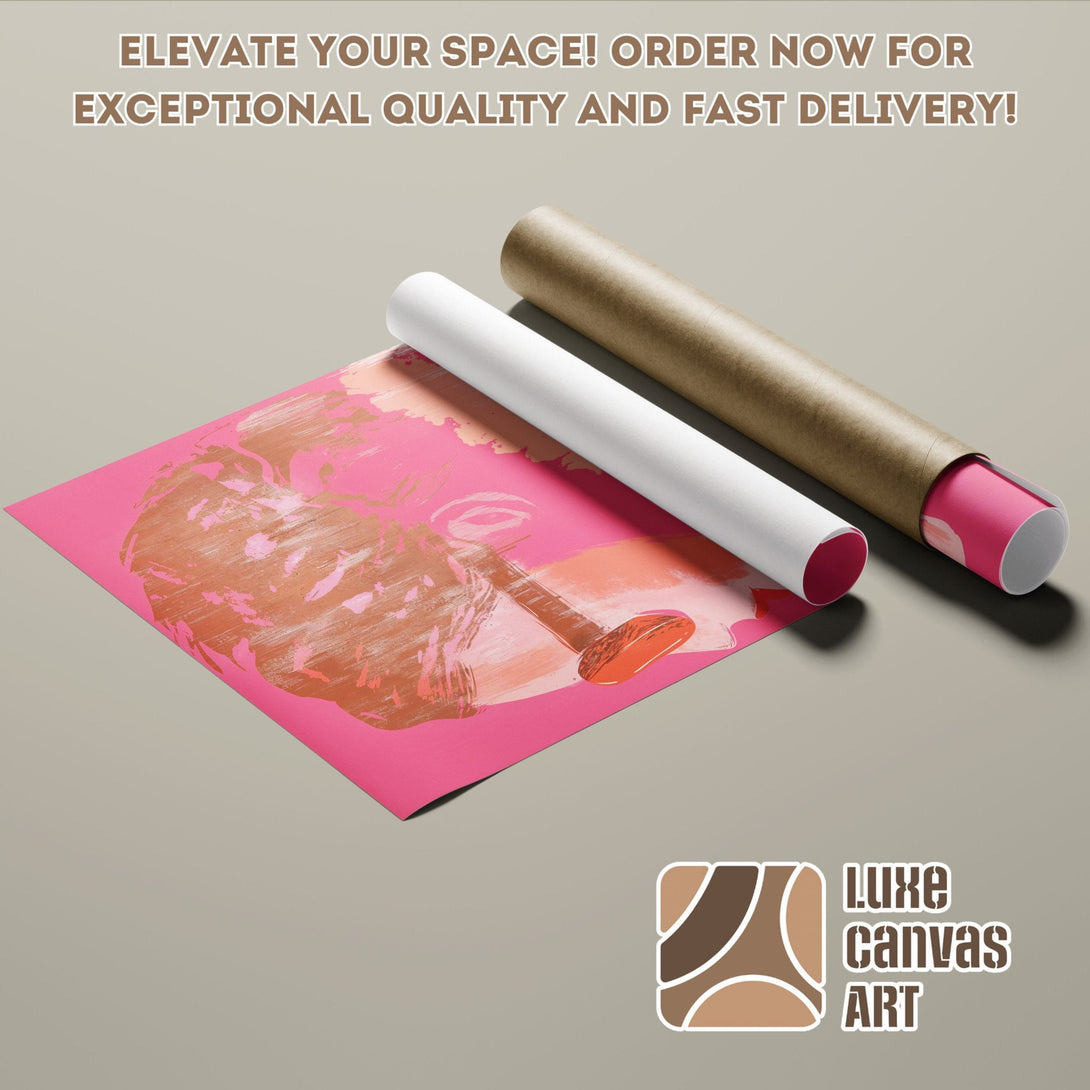 Abstract art poster roll in pink and orange tones. Elevate your space with this unique Poster!