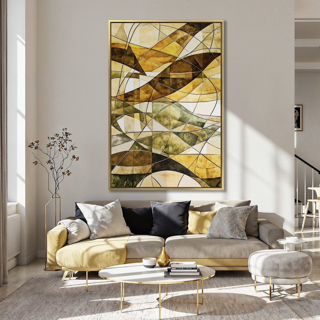 Canvas Print: Abstract art in warm earth tones. Modern wall decor with geometric shapes and a touch of elegance. Perfect for any room!
