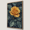 Vibrant Yellow Rose with Green Leaves Canvas Print