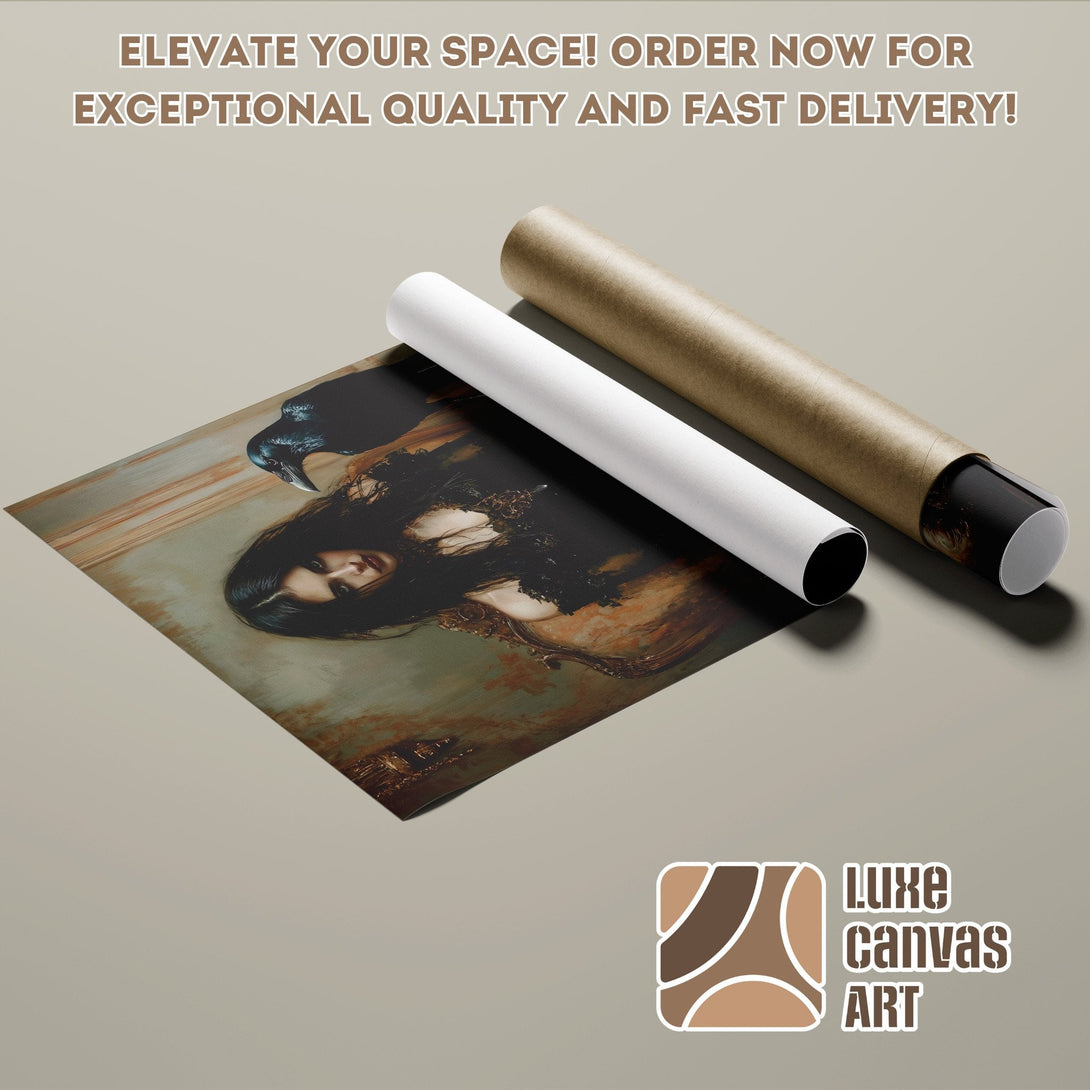 Moon Poster Roll, vintage style art with a black, gold, and beige color palette. Elevate your space!