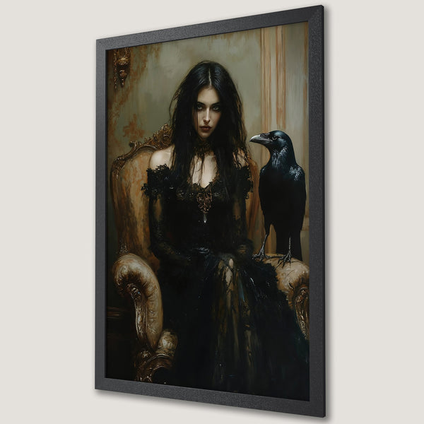 Framed Poster featuring a stunning full moon over a landscape, in a dark, artistic style with a warm, earthy color palette.
