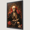 Victorian Skeleton on Red Throne Art Poster - Dark Academia Decor
