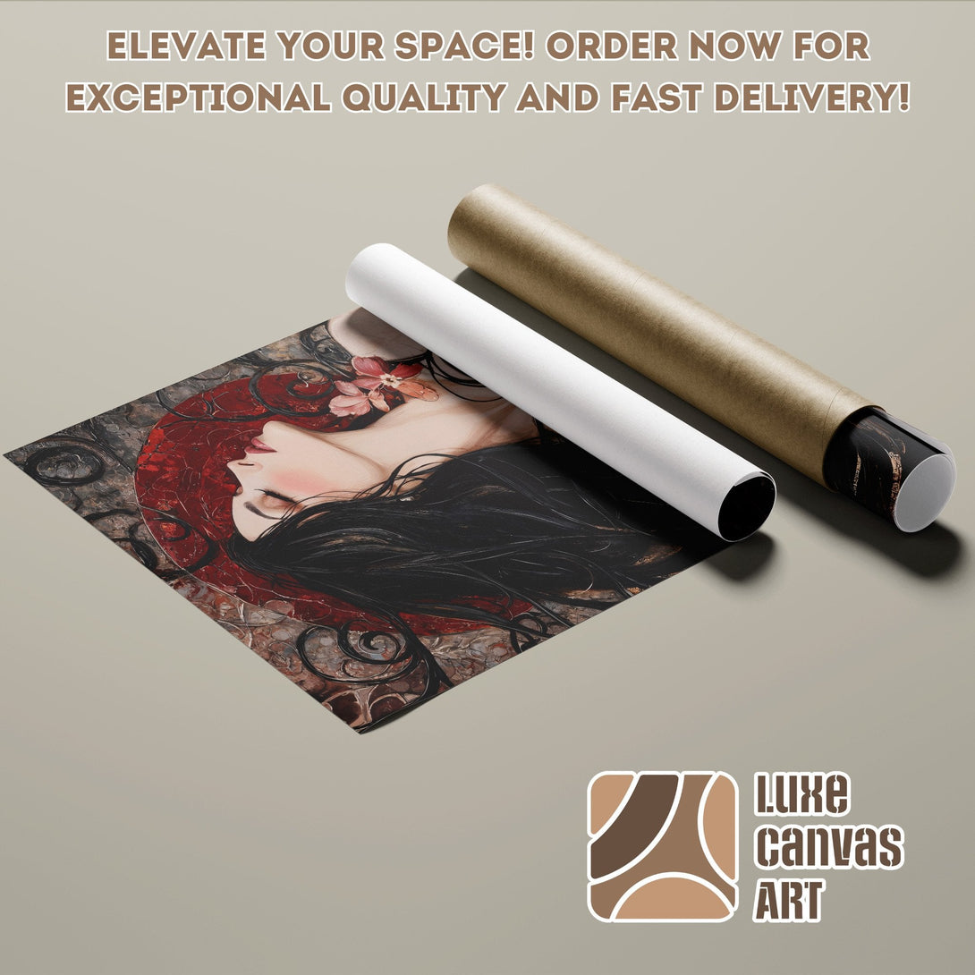 Poster Roll featuring an abstract portrait in warm tones. Elevate your space with art!
