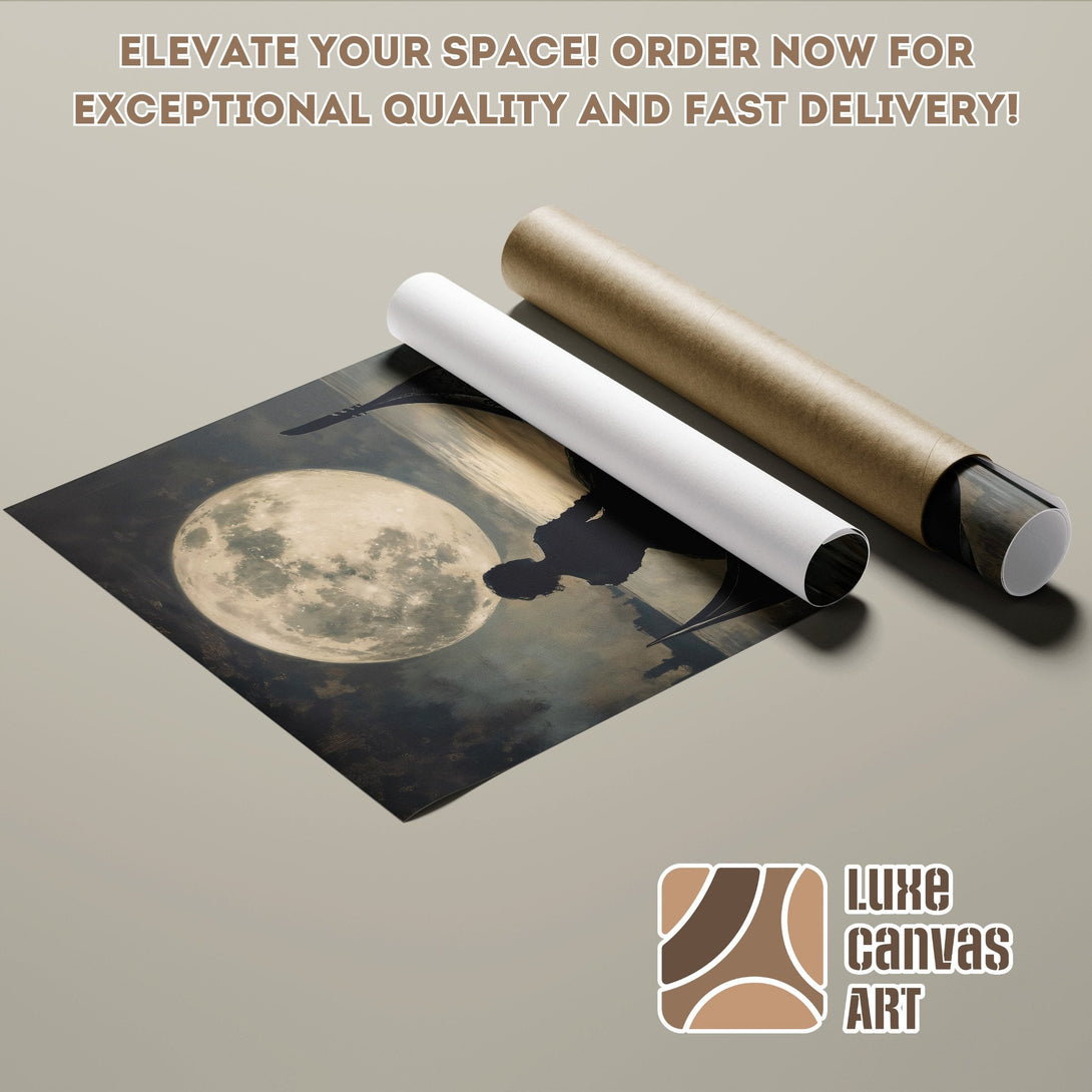 Poster Roll featuring a moonlit silhouette, moody style, and a muted, earthy color palette.