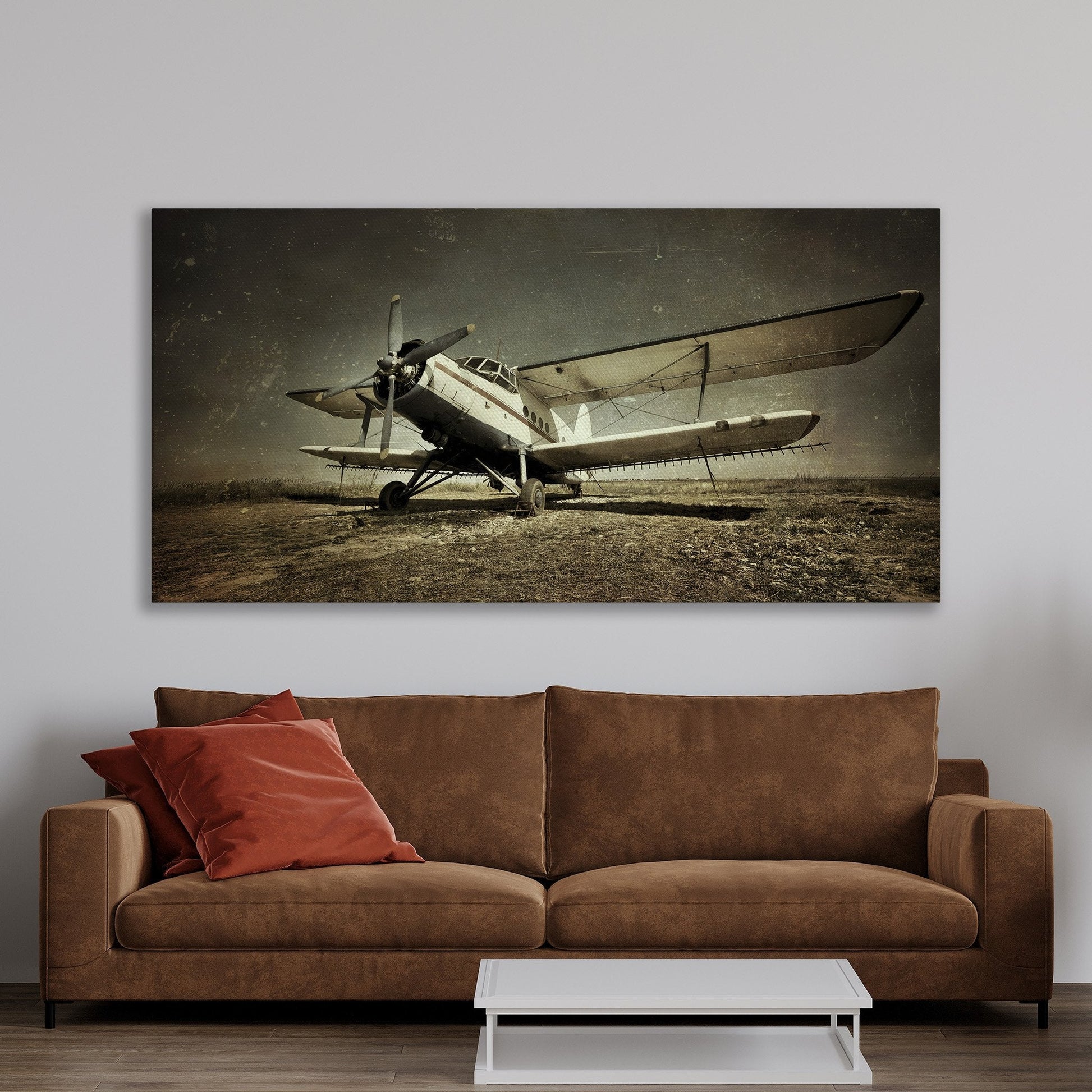 Vintage Airplane Canvas Print Extra Large Wall Art