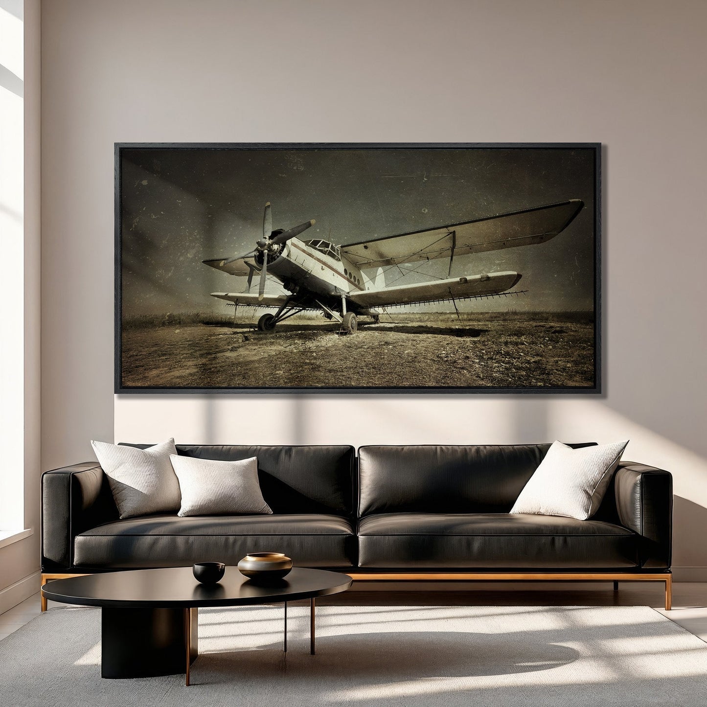 Vintage Airplane Canvas Print Extra Large Wall Art